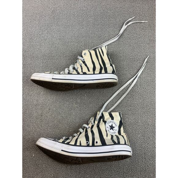 Converse Chuck Taylor 8M W10 Black White Zebra Animal Print High Top Shoes - Picture 1 of 10